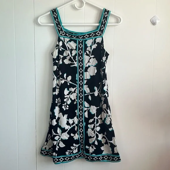 BCBGMaxAzria | Dresses | Bcbg Floral Print Sleeveless Dress Blue White  Black Womens Size Xs Euc | Poshmark